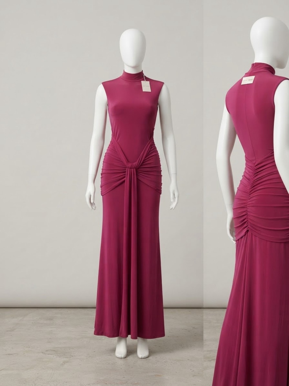 Club L London Sleeveless High Neck Maxi Dress in Fuchsia